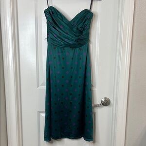 Betsey Johnson Strapless Teal Dress with Purple Polka Dots